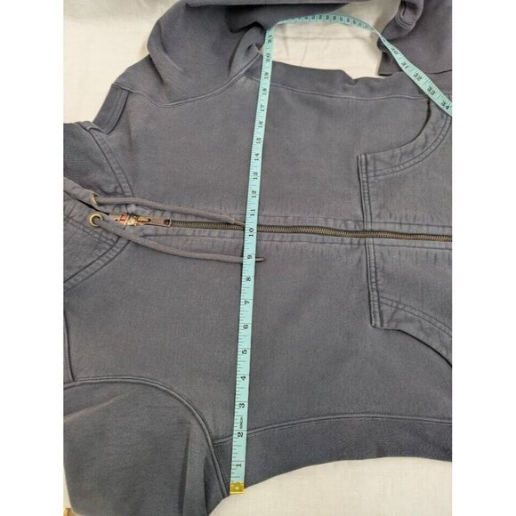 American Giant Sweater Womens Medium Blue grey Classic Zip Hooded Drawstring H4 - Picture 10 of 10